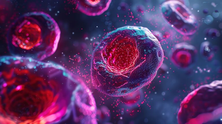 Blood cells in a bone marrow biopsy, AI Generative