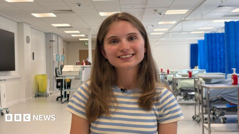 ‘Cancer diagnosis at 14 inspired my to become a doctor’ Dr Ellie Waters-Barnes sitting inside Keele University's mock ward.