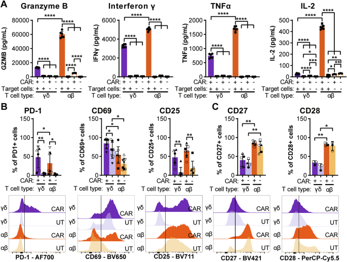 CAR signaling instructs divergent metabolic reprogramming and functional fates in αβ and γδ T cells CAR signaling instructs divergent metabolic reprogramming and functional fates in αβ and γδ T cells