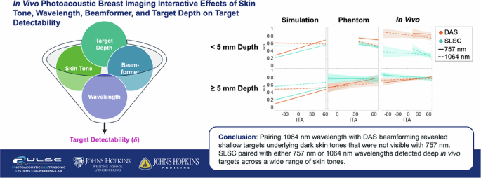 In vivo photoacoustic breast imaging and the interactive effects of skin tone, wavelength, beamformer, and depth on target detectability In vivo photoacoustic breast imaging and the interactive effects of skin tone, wavelength, beamformer, and depth on target detectability